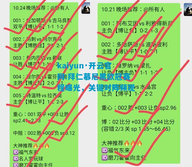拜仁慕尼黑欧冠赛程曝光，关键对阵频现