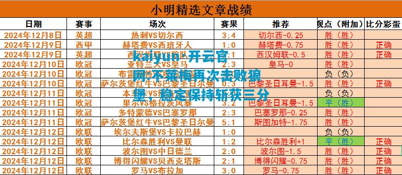 不莱梅再次击败狼堡，稳定保持斩获三分